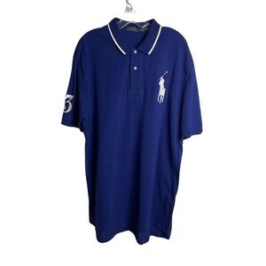 Polo Ralph Lauren men XL tall/longline cobalt blue/white trim polo shirt